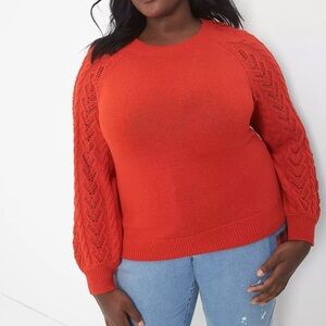 Lane Bryant Long Sleeve Crew Neck Pointelle Pullover Sweater Size 18/20
